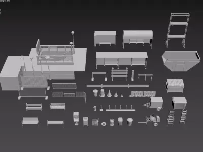 3dStreetSide items in kitchen 3D model