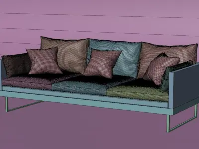 High Poly Couch Archviz Model 3D model