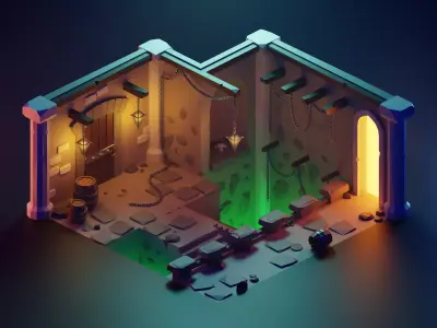 Low Poly Isometric - Dungeon Free low-poly 3D model