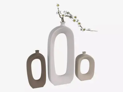 Brushed Ceramic Flower Vases 3D model