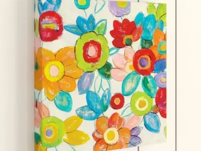 Louane Decorative Flowers Bright Crop Canvas Art Free 3D model