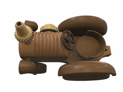 Wooden tractor toy 9 Free 3D model