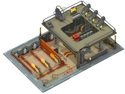 isometrical shooting room 02 Low-poly 3D model