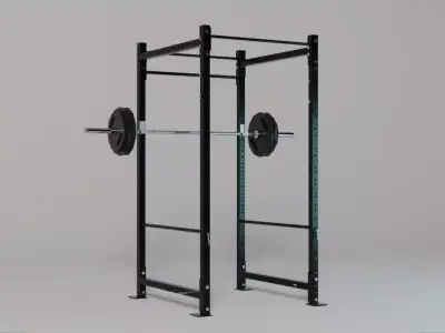 Squat Rack and Loaded Olympic Barbell - Gym Equipment  3D model
