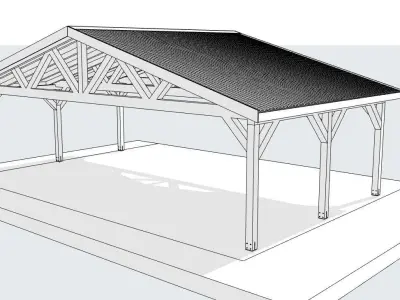 6x9 m wooden carport 3D model