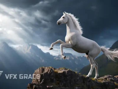 Horse White UE Character Asset 3D model