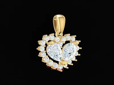 Luxury Heart Shape Diamond Pendant Jewelry 227 3D print model