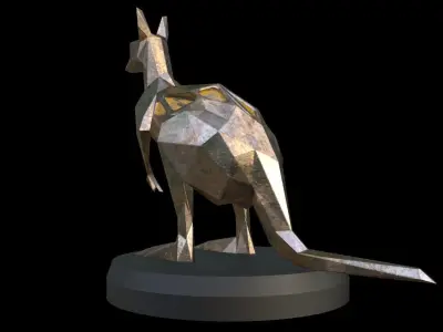Steampunk Kangaroo Low-poly 3D model