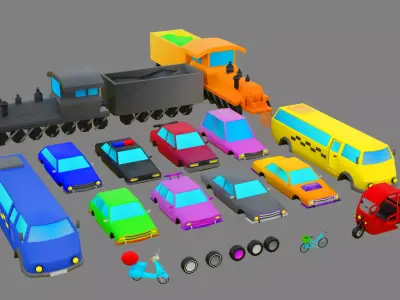 Low Poly Cars pack Free low-poly 3D model