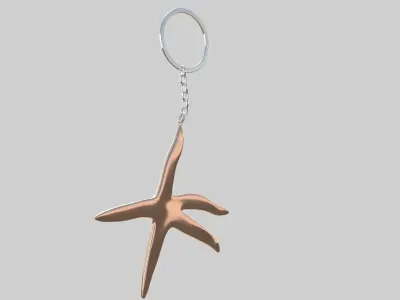 starfish keychain copper 3D model