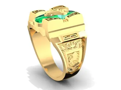 Mens Shield Gemstone Ring 3D Model 1076 3D print model