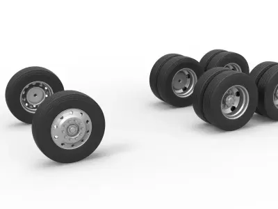 Wheel Set of Vintage GATR Racing Semi truck V4 Scale 1 to 25 3D print model