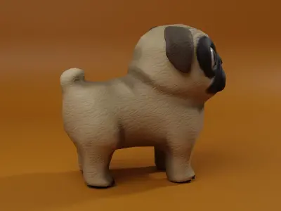 Cartoon Pug  Low-poly 3D model