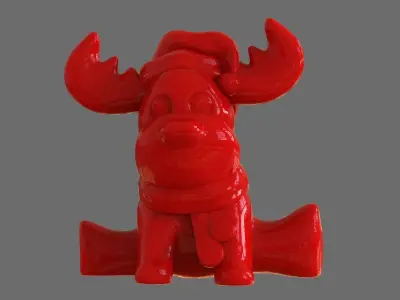 Reindeer wearing santa hat 3D print model