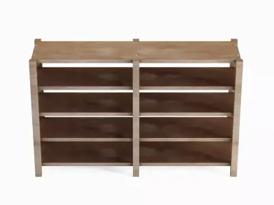 Long Pottery Shelf 05 Low-poly 3D model