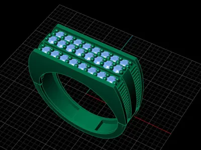 Print Ready STL 3DM  Gents Rings Diamond Men Ring  3D print model 181