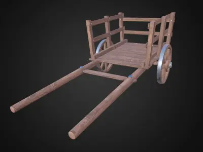 Medieval Cart Low-poly 3D model