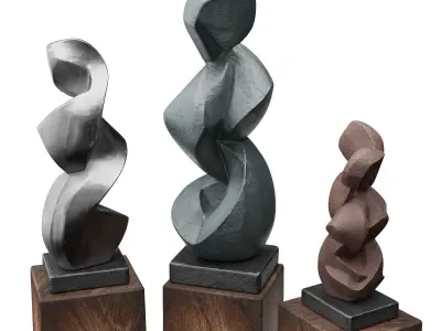 Carved cubist art sculpture Low-poly 3D model