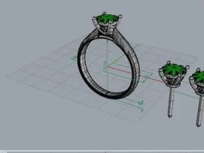 diamond ring earring pendant set 22 3D print model