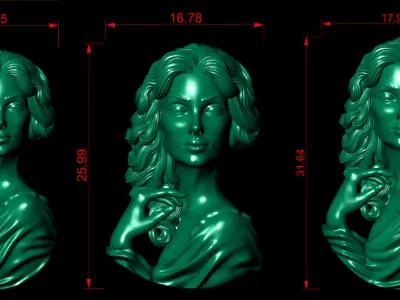 Lady Face Pendant-7size 3D print model