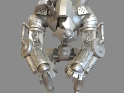 Robot Collection silver motorcycle with engine 3D model