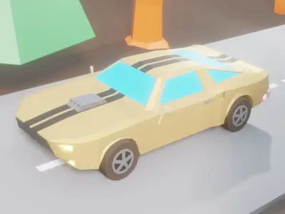 Racing and Classic Not Rigged Muscle Car  Low-poly 3D model
