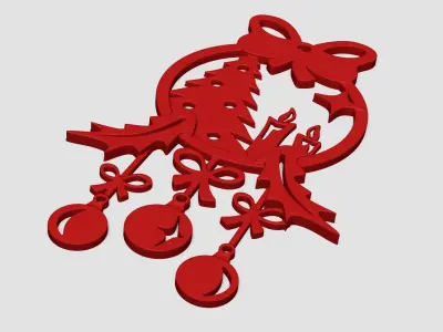 Christmas Garland Panel A01 - Door Wall Decoration 3D print model