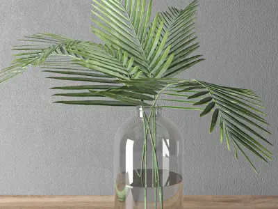 decorative plant collection on wooden stand  3D model