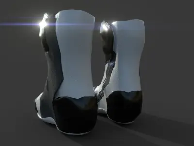 SUPERTECH R VENTED ROAD RACING BOOTS White Black Low-poly 3D model