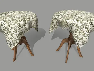 Table damask tablecloth Low-poly 3D model