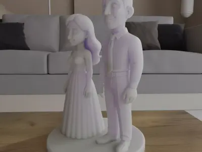 Wedding Couple Figurine STL Bride Groom separated 3D print model