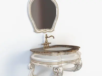 Classic washbasin with mirror 3D model