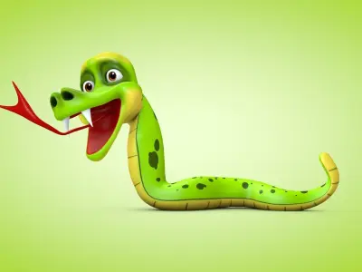Snake cartoon Low-poly 3D model