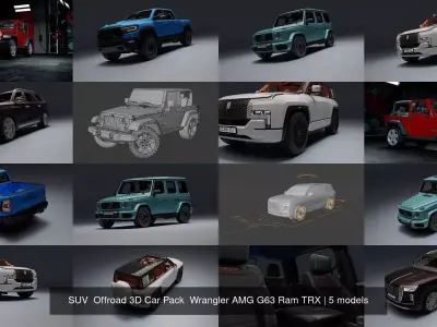SUV  Offroad 3D Car Pack  Wrangler AMG G63 Ram TRX