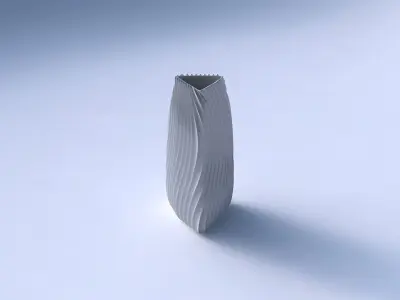 Vase triangle with wavy extruded lines 4 3D print model