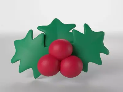 Low poly - Cute Holly Berry Free low-poly 3D model