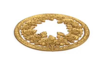 Classic circular carved decor ornament 15  3D model