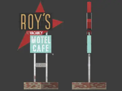 Roys Motel Cafe Sign Low-poly 3D model