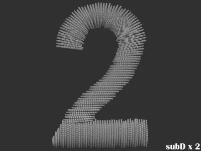 EmbroideryCG Font English03A 3cm  ZBush Tools 3D model