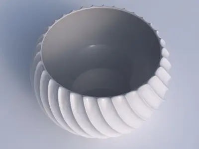 Bowl spheric twisted with bent extruded lines 3D print model