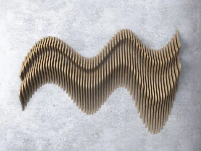  Parametric Wavy Wooden Wall Decor - 24 - CNC files for cutting 3D model