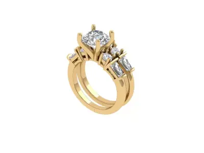 Solitair Ring Bridal Set 3D print model 14