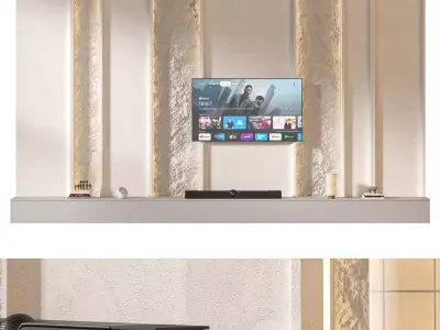 TV wall set 24 3D model