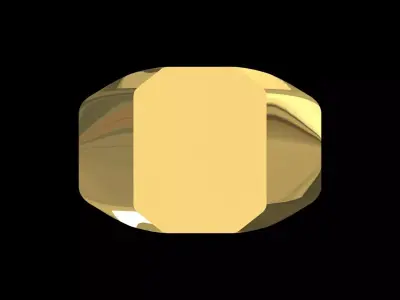 Modern Octagonal Flat Top Signet STL 3DM  Ring model mr0313 3D print model