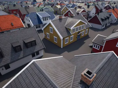 Houses and Church UE5 Set  Low-poly 3D model