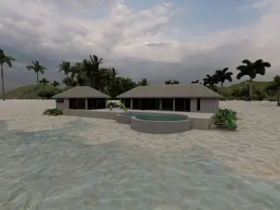 Beach Casa Scene-villa-modern house 3D model