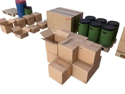 Warehouse Set PBR Game Ready cardboard boxes in hyderabad Low-poly 3D model