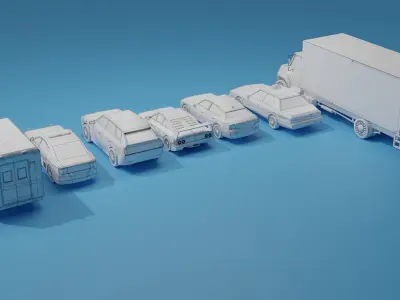 Rigged Low Poly Car Collection Low-poly 3D model