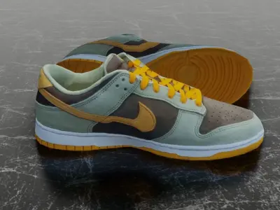 NIKE DUNK 3D SHOES - ORANGE Low-poly 3D model