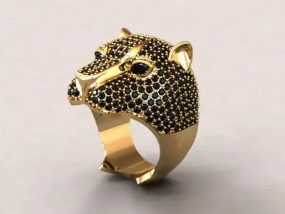 Leopard Ring with Gemstone 3D print model